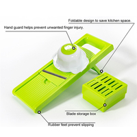 Mandoline manuelle 6-en-1 avec lames multiples pour légumes, pommes de terre, julienne, râpe et trancheuse