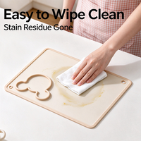 Set de table en silicone avec compartiment en forme d'ours, tapis de repas antidérapant pour enfants, tapis de table en silicone de qualité alimentaire réutilisable pour manger