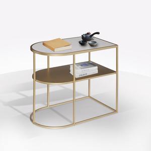 TABLE BASSE MOD. PAGE CM 52X31.5 H. 45 MARBRE DORÉ ET BLANC - Product Image 1