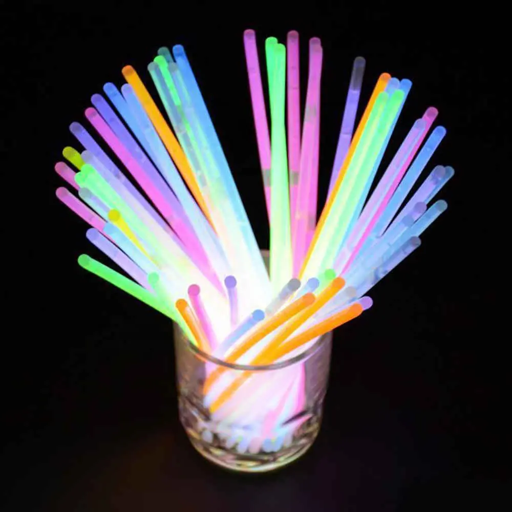 Tongkat Cahaya Pesta Tongkat Cahaya Warna-warni Terang 100 Buah Tongkat Cahaya Fluoresensi Pesta Gelang Kalung Neon untuk Pernikahan