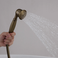 Ensemble de robinetterie de douche à effet pluie moderne en laiton brossé, à cartouche céramique unique, à poser au sol, haute pression, avec barre coulissante, populaire en Europe