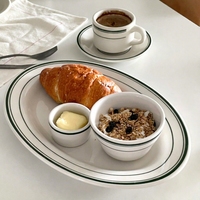 Assiette ovale en porcelaine, assiette à steak, assiette plate pour table à manger, assiette pour côtes de bœuf, passe au micro-ondes, style moderne minimaliste