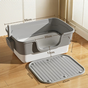 Hai Lớp nhựa Mèo hộp rác với muỗng, nhiều màu sắc mở đầu mèo khay nhà vệ sinh với thiết kế chống giật gân và tùy chọn mat - Product Image 4