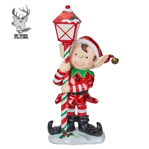 Sculptures en résine géantes grandeur nature en fibre de verre Décoration de Noël pour l'extérieur Grandes statues Ornements Elfe de Noël - Product Image 5