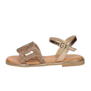 Valleverde Women's <b>Flat</b> Sandal Bronze 38 Low Heel 1.5 Cm Glitter Straps Ankle Strap - Product Image 1