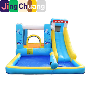 Castillo Inflable Infantil, Trampolín Doméstico con Tobogán de Agua en Forma de Tiburón, Trampolín Pequeño para Exteriores, Juguetes de Castillo Inflable - Product Image 2