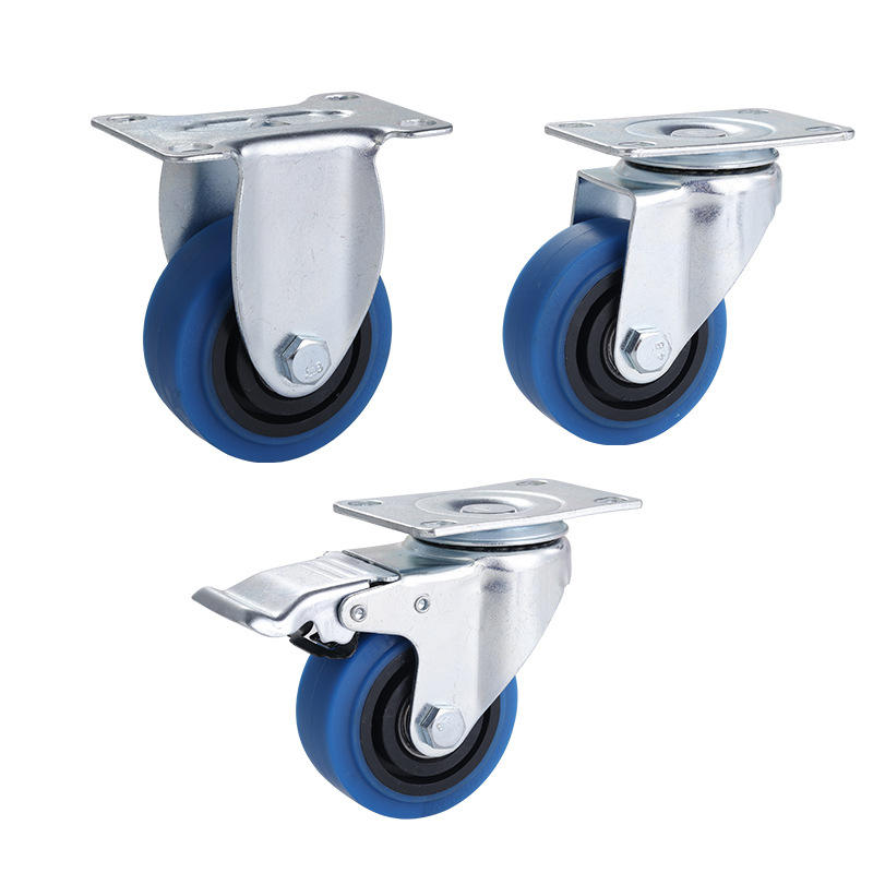 Medium-sized Silent Caster 34 5 Inch Low Noise Smooth Roller Processing Custom Blue High Elastic Universal Wheel Double Bearing