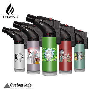 Techno Custom Logos Classic Popular Kitchen <b>Cheap</b> Camping Outdoor Barbecue Low MOQ Windproof Fillable Torch Lighter - Product Image 1