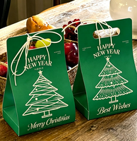 Boîte Cadeau de Luxe Vert Foncé avec Feuille d'Or pour le Nouvel An, Ornement Rond en Forme de Boule, Boîte d'Emballage pour Bonbons, Emballage pour Cadeaux de Fêtes d'Hiver