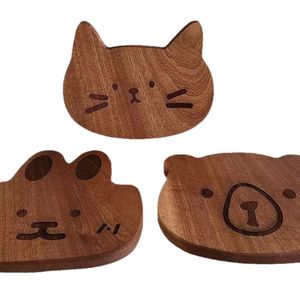 ถาดไม้รูปหน้าสัตว์ จานขนมหวานไม้เนื้อแข็ง ดีไซน์การ์ตูน ถาดเสิร์ฟบนโต๊ะ สีเรโทร - Product Image 1