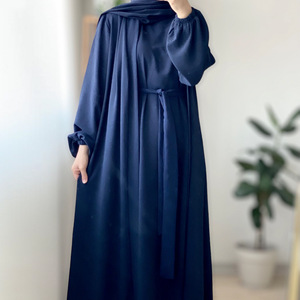 Sólido Conjunto de dos piezas con Hijab CrepeOpen Abaya Temperamento Vestido de desgaste modesto para mujeres musulmanas Diseño de Dubái - Product Image 5