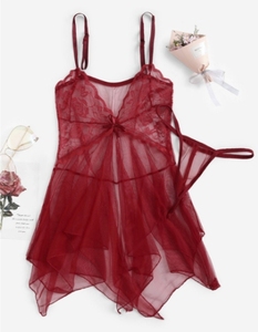 Gaun malam renda Lingerie seksi untuk wanita, Lingerie seksi, piyama V dalam, gaun malam renda - Product Image 3