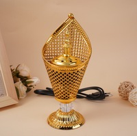 Encensoir Électrique en Métal Style Arabe Dubaï avec Couvercle, Brûleur d'Encens Électrique Personnalisable avec Prise
