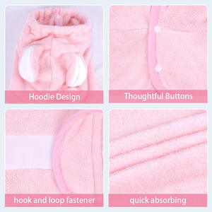 Peignoir de bain personnalisé pour animaux de compagnie, <span class=keywords><strong>serviette</strong></span> de séchage pour chien et chat, super absorbante, mignonne, avec capuche, col et sangle de ventre ajustables - Product Image 3
