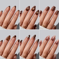 BTArtbox doux Gel XCOAT 3D Floral presse sur les ongles en gros court amande fait à la main bleu français pointe faux ongles