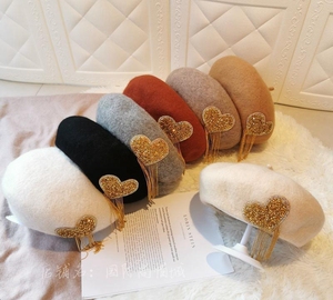 Béret vintage multicolore Q4503 pour femmes, casquette traditionnelle française, strass, franges élégantes, panthère, fête d'hiver - Product Image 2