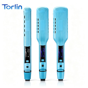 Plancha de Pelo Eléctrica Torlin con Pantalla LCD, Tecnología MCH, Voltaje Universal para Uso en Autocaravanas, Calentamiento Rápido, Apagado Automático, Color Azul Cielo - Product Image 1
