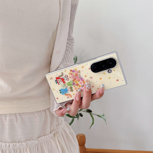 Custodia Protettiva per Cellulare Samsung <span class=keywords><strong>Galaxy</strong></span> Z Fold 7 6 in Vetro con Motivo Pastorale, Fiabesco, Floreale, Gatto e Coniglio, Stile <span class=keywords><strong>Cartone</strong></span> <span class=keywords><strong>Animato</strong></span>, Accogliente - Product Image 6