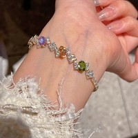 Pulseras de diamantes de imitación irregulares, brillantes y coloridas para mujer, joyería exquisita, regalos de cumpleaños