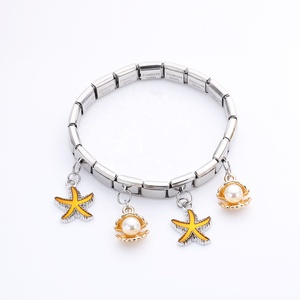 Sonfu Customized Stainless Steel Women's Jewelry Fashion Trendy Bangles Sea Star <b>Shell</b> Pendants DIY Italian Module <b>Bracelets</b> - Product Image 5