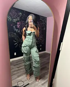 Bomblook ASJP61 Sexy Strapless Multi Pocket Jumpsuit Women One Piece Jumpsuit Cargo Jumpsuit Women