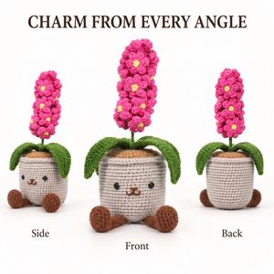 Mini Tulipán de Ganchillo en Maceta, Flor Artificial Tejida a Mano, Decoración para Escritorio o Coche, Lindo Regalo, Adorno al por Mayor - Product Image 3