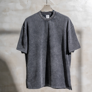 カスタムロゴ270gヴィンテージアシッドウォッシュTシャツメンズディストレストヘビーウェイトブランク特大Tシャツ綿100% メンズTシャツ - Product Image 3