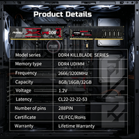 Módulo de Memoria RAM DDR4 para Ordenador de Escritorio PUSKILL, Diseño Negro y Rojo, Alto Rendimiento para Juegos, Actualización de Ordenador, 8GB 16GB 32GB 2666MHz 3200MHz
