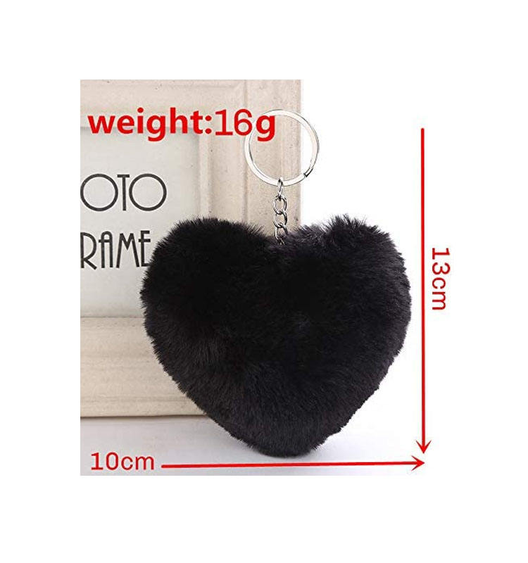 柔らかくかわいいハート型ファーボールポンポンキーホルダーぬいぐるみ