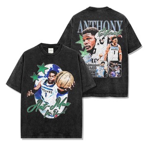 T-shirts unisexes en coton 100% à manches courtes, vente en gros, avec broderie 3D des stars du basketball américain (<span class=keywords><strong>James</strong></span>, <span class=keywords><strong>Kevin</strong></span> Durant) - Product Image 3