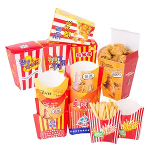 Design personalizzato porta via scatola di imballaggio usa e getta patatine fritte scatola di carta