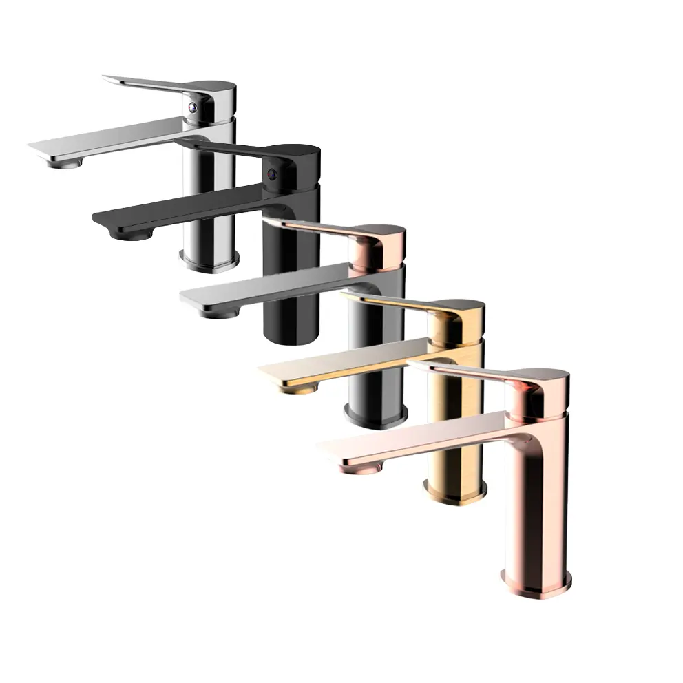 Hotel Apartment Bathroom High Quality Brass Rose Gold Wash Basin Faucet