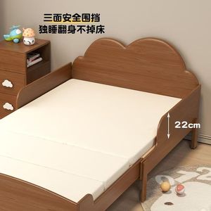 Cama de madera para niños con barandillas de seguridad de 22 cm de altura, barandillas laterales de seguridad para niños y niñas, muebles de dormitorio de un solo uso - Product Image 1