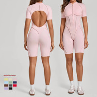Nouvelle Collection – Vêtement d'extérieur d'été zippé en Spandex/Nylon à manches courtes et bretelles spaghetti, longueur intégrale, idéal pour le fitness et le yoga