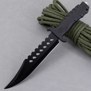 Couteau de chasse et de survie en acier inoxydable à lame fixe longue pour l'extérieur, avec poignée en caoutchouc, étui et <span class=keywords><strong>brise</strong></span>-vitre (OEM) - Offre Spéciale - Product Image 5