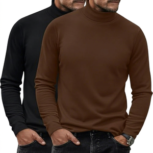 Pull d'hiver pour homme en laine acrylique à séchage rapide, couleur unie gris noir, manches régulières, pour les entraînements - Product Image 1