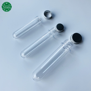 Tube à essai en plastique à fond rond, de qualité alimentaire, en PET, avec capuchon à vis, pour emballage, 10 pièces