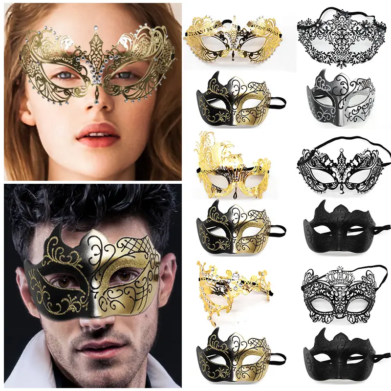 Nicro Halloween Costume fête fournitures Couple mascarade carnaval peint oeil noir Sexy diamant masque vénitien