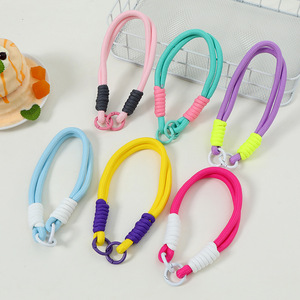 Plain Colorful Cute Nylon Lanyard Keychain Woven Chain Cell Phone Strap Metal Hook Promotional Gifts Washable Durable