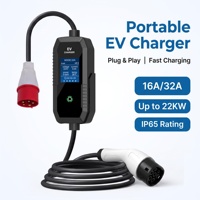 Station de recharge en cuivre pur avec écran de 2,8 pouces, chargeur EV portable 11 kW 16 A