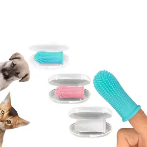 宠物供应商保护牙龈多色硅胶手指刷软狗手指刷牙刷宠物牙齿清洁