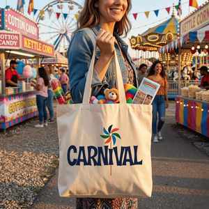 White <b>Jute</b> Canvas Large Grocery Tote <b>Bag</b> Hand Length Handle Custom Logo Carnival Print Reusable Zipper Gift <b>Shopping</b> <b>Bag</b> - Product Image 5