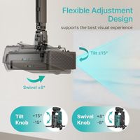 Support de plafond pour projecteur HEYU, support 3-en-1, perche d'extension, noir, universel, réglable, support mural et de plafond, home cinéma, bureau