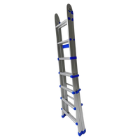 Échelle d'extension multi-positions 4x3 marches en aluminium durable avec pieds évasés, capacité 150 kg, conforme EN, pour supermarché, escalier, extérieur, entrepôt, salle de bain