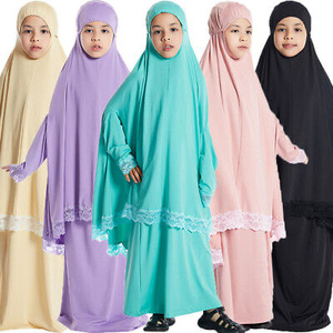 Bescheidene muslimische Kinder Set 2 Stück Jilbabs Mädchen Gebets kleid Abaya Khimar Hijab Rock Anzug für Kinder CD0020 - Product Image 1