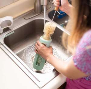 Nettoyeur de fils <span class=keywords><strong>en</strong></span> acier inoxydable écologique, brosse à bouteille <span class=keywords><strong>en</strong></span> <span class=keywords><strong>verre</strong></span> de 36 cm de long, éponge flexible pliable, pointe <span class=keywords><strong>en</strong></span> coton, fibre de sisal naturelle - Product Image 2