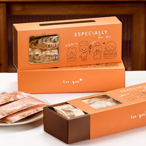 2024 boîte alimentaire transparente peu coûteuse avec fenêtre en PVC carton Orange Transparent Biscuit Dessert boîtes de chocolat pour l'emballage - Product Image 3