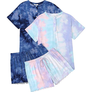 <span class=keywords><strong>Pigiama</strong></span> con stampa a sublimazione di alta qualità con stampa <span class=keywords><strong>pigiama</strong></span> con stampa Allover 2 Pack per donna Set Top a maniche corte con Shorts - Product Image 6