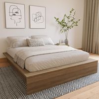 Lit avec cadre en latte de bois avec logo personnalisé, lit et rangement à plateforme Queen, ensembles de meubles de chambre à coucher pour hôtels, meubles d'hôtel