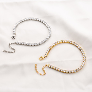 Pulsera de tenis de moda en oro y acero con cadena de circonitas para hombre y mujer, joyería de regalo. - Product Image 4